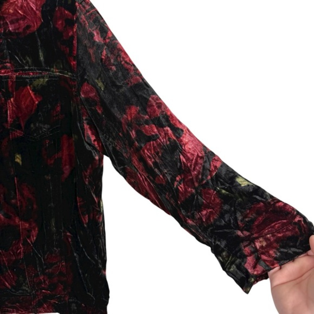 Chico's Velvet Burnout Jacket Top‎ Size 2 (US Large/12) Rayon Silk Dark Romantic - Picture 4 of 7